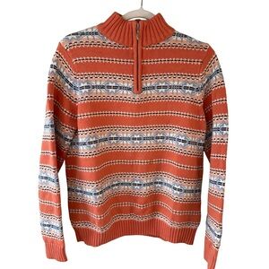 Northern Reflections Orange Fair Isle Knit Sweater Size S Scandi Nordic Cozy